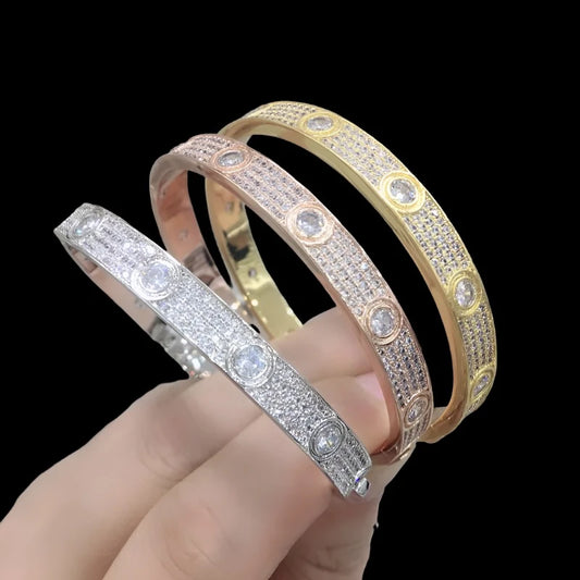 Women's Iced Out Three Row Love Bangle