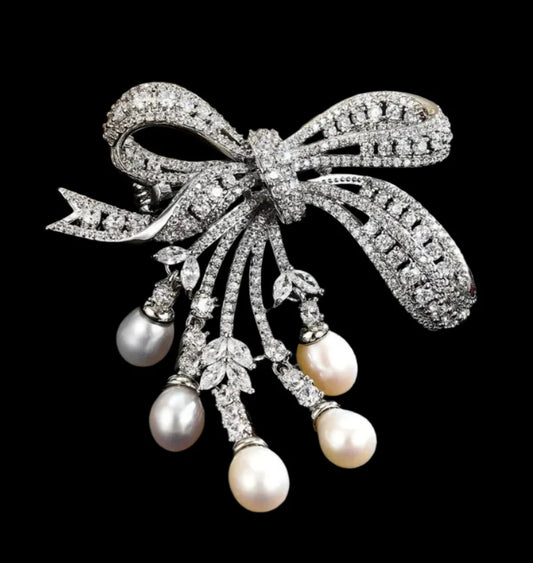 Bowknot Pearl Brooch