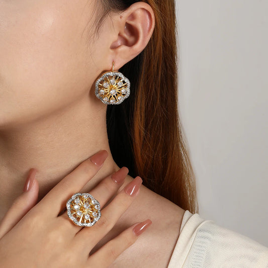 Russian Earrings and Ring Set - Yellow Gold