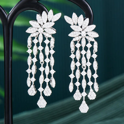 Silencio & Co. Long Drop Earrings - White Gold