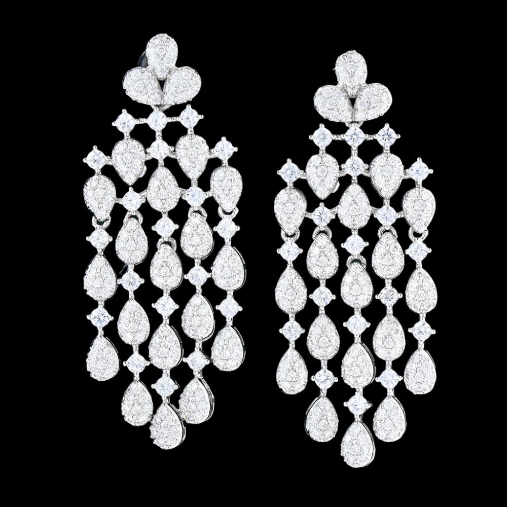 Silencio & Co. Long Drop Earrings - White Gold