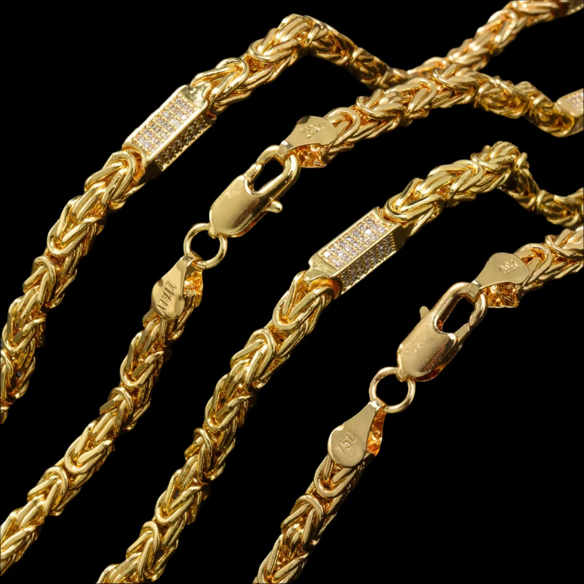 Byzantine Chain with Cubic Zirconia Stones - Yellow Gold