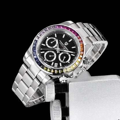 Pagani Design Rainbow Bezel Racing Watch - Stainless Steel