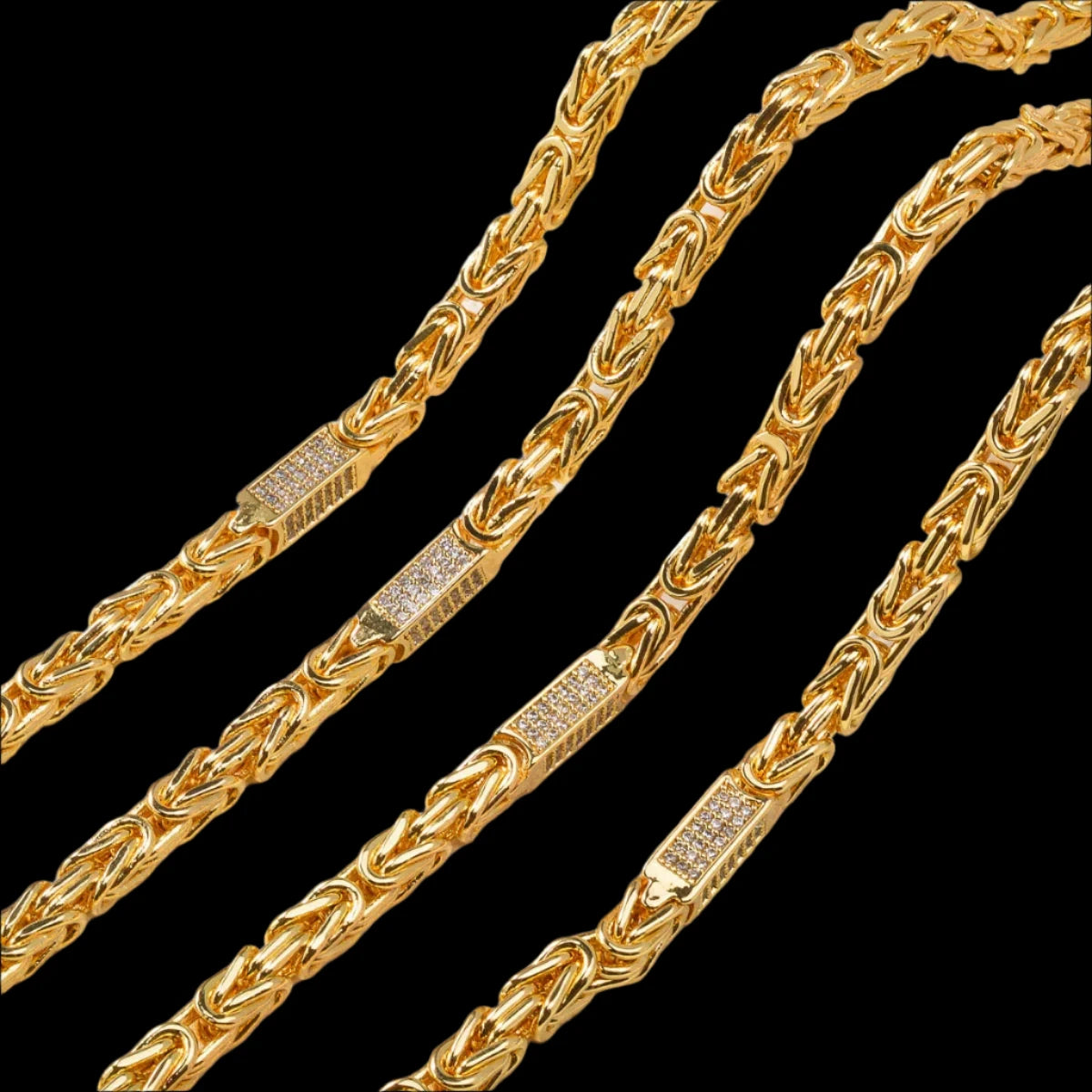 Byzantine Chain with Cubic Zirconia Stones - Yellow Gold