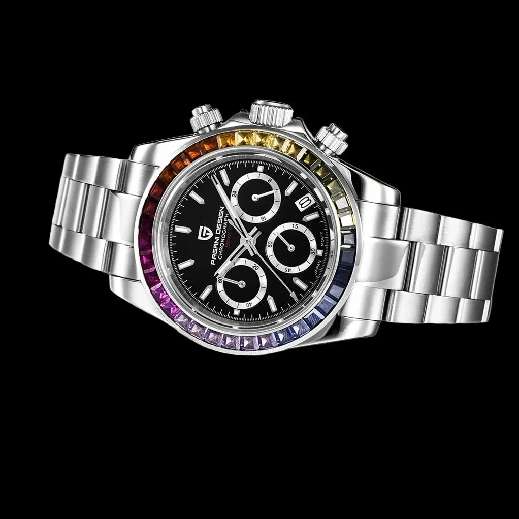 Pagani Design Rainbow Bezel Racing Watch - Stainless Steel