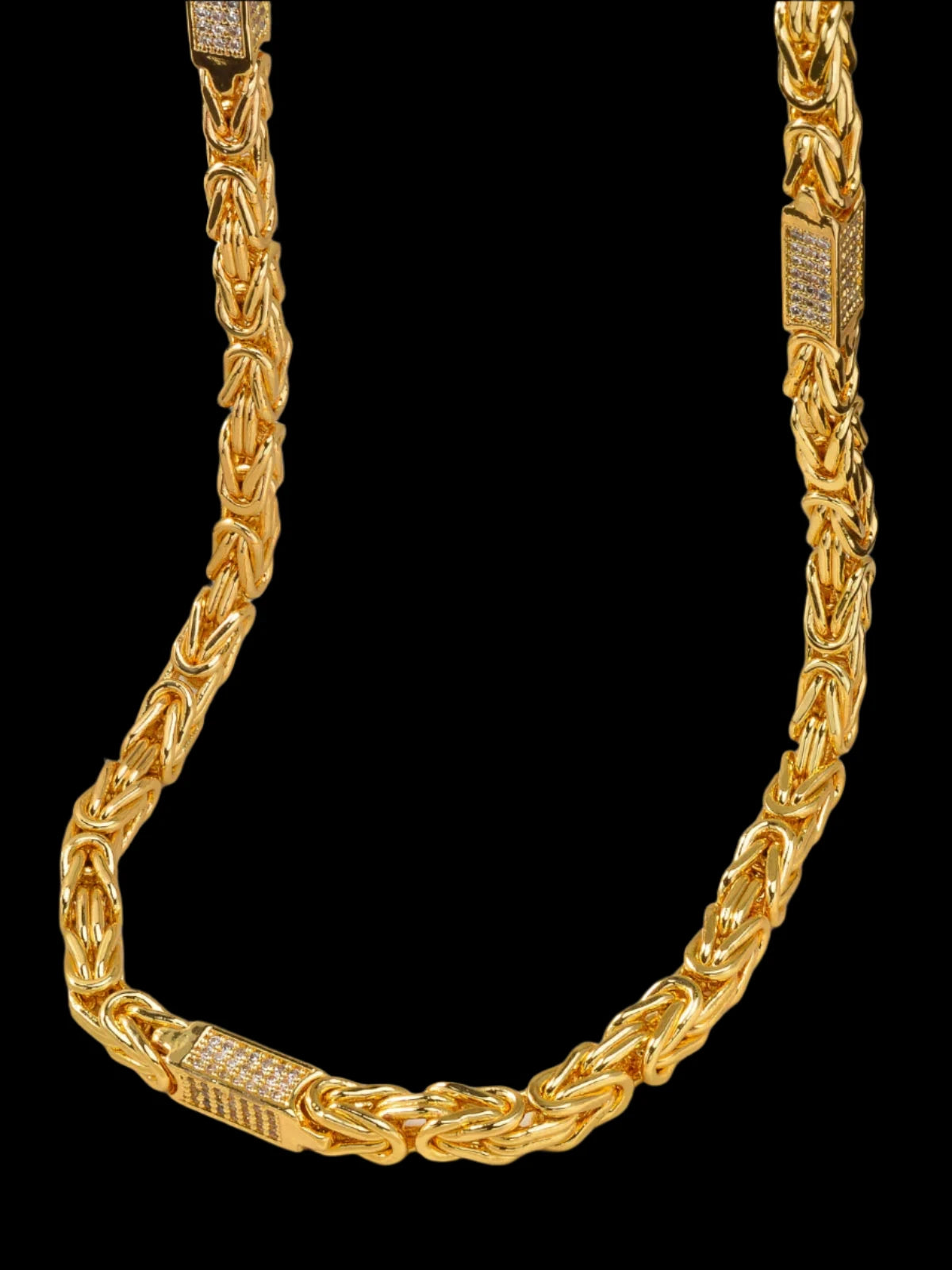 Byzantine Chain with Cubic Zirconia Stones - Yellow Gold