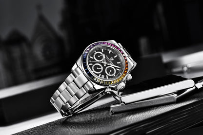 Pagani Design Rainbow Bezel Racing Watch - Stainless Steel