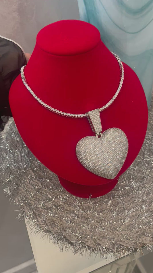 Jumbo Heart Pendant - White Gold